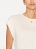 Georgie short sleeves linen beige tee close up