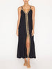 Ciana front slit midi black dress front view 2