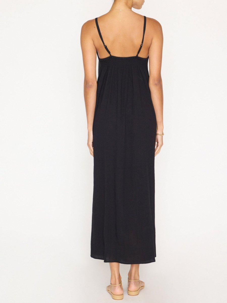 Ciana front slit midi black dress back view