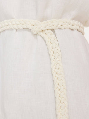 Macrame natural cotton belt coiled close up 2