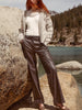 Namari straight leg brown vegan leather pant full view