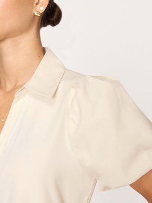 Havana tiered midi beige dress close up