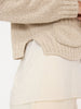 Cropped beige linen cotton cardigan sweater close up
