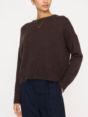 Everyday cashmere crewneck brown sweater front view
