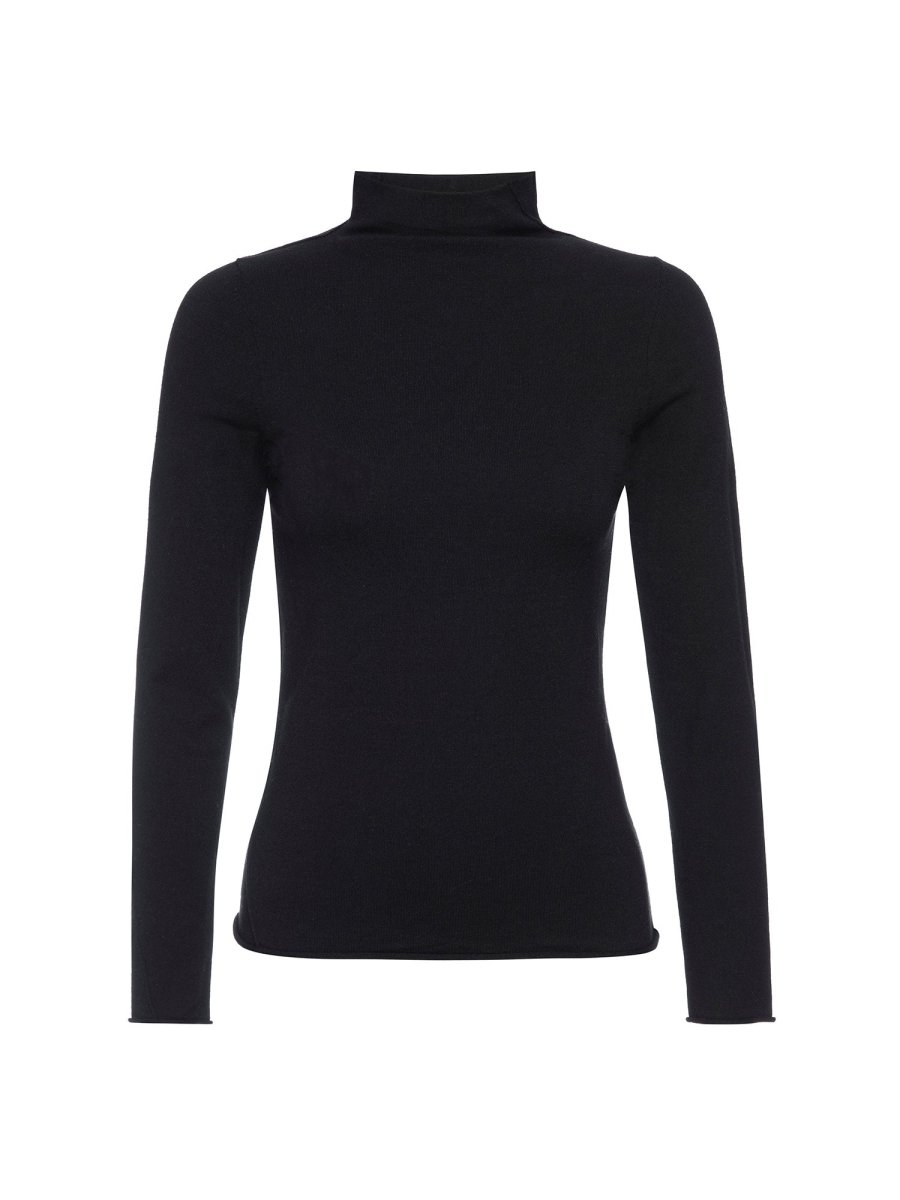 Anika black mock neck top flat view