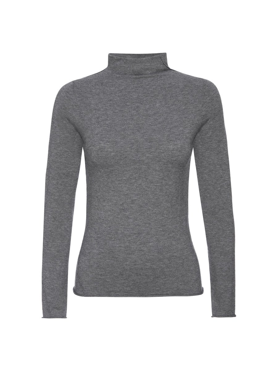 Anika grey mock neck top flat view
