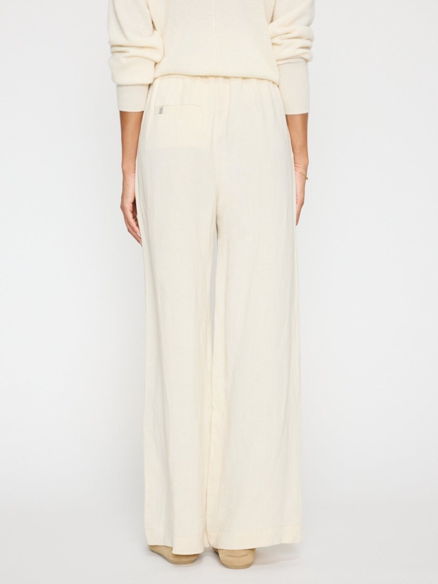 Areo linen blend wide leg beige pant back view