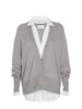 Callie light grey layered cardigan sweater flat view
