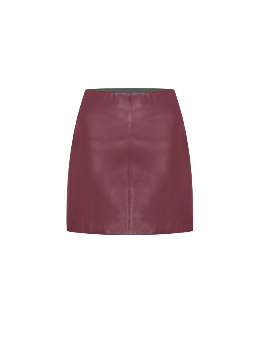 Vegan leather mini skirt in smooth high‑waist A‑line style