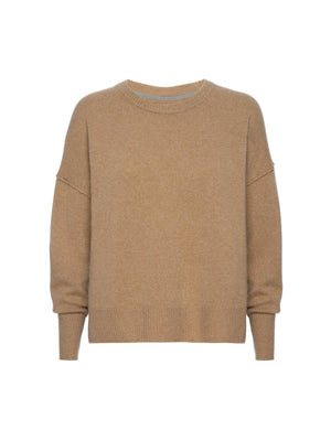 Everyday cashmere crewneck tan sweater flat view