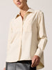 Everyday button up beige shirt front view 2