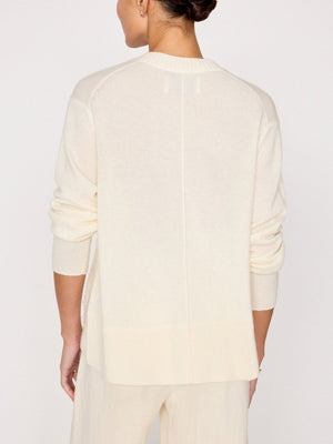 Fenton ivory crewneck fringe sweater back view