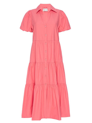 Havana tiered midi pink dress flat view