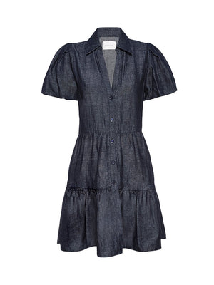 Havana tiered mini dress indigo flat view