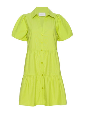 Havana tiered mini green dress flat view