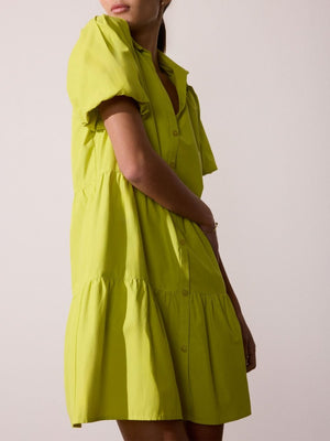 Havana tiered mini green dress front view 5