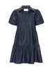 Fia belted navy pinstripe midi dress flat view