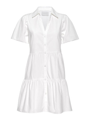 Havana tiered white mini dress flat view
