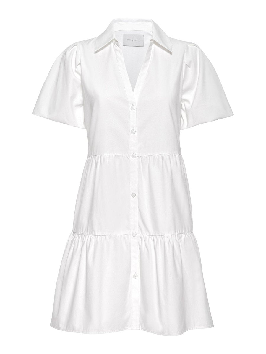 Havana tiered white mini dress flat view