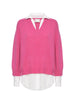 Looker hot pink layered v-neck sweater flat view