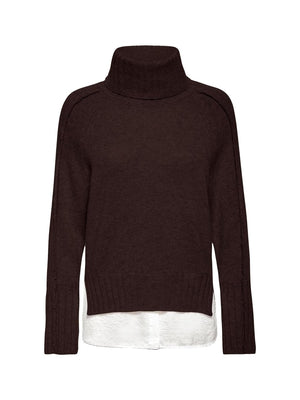 Jolie brown layered turtleneck sweater flat view