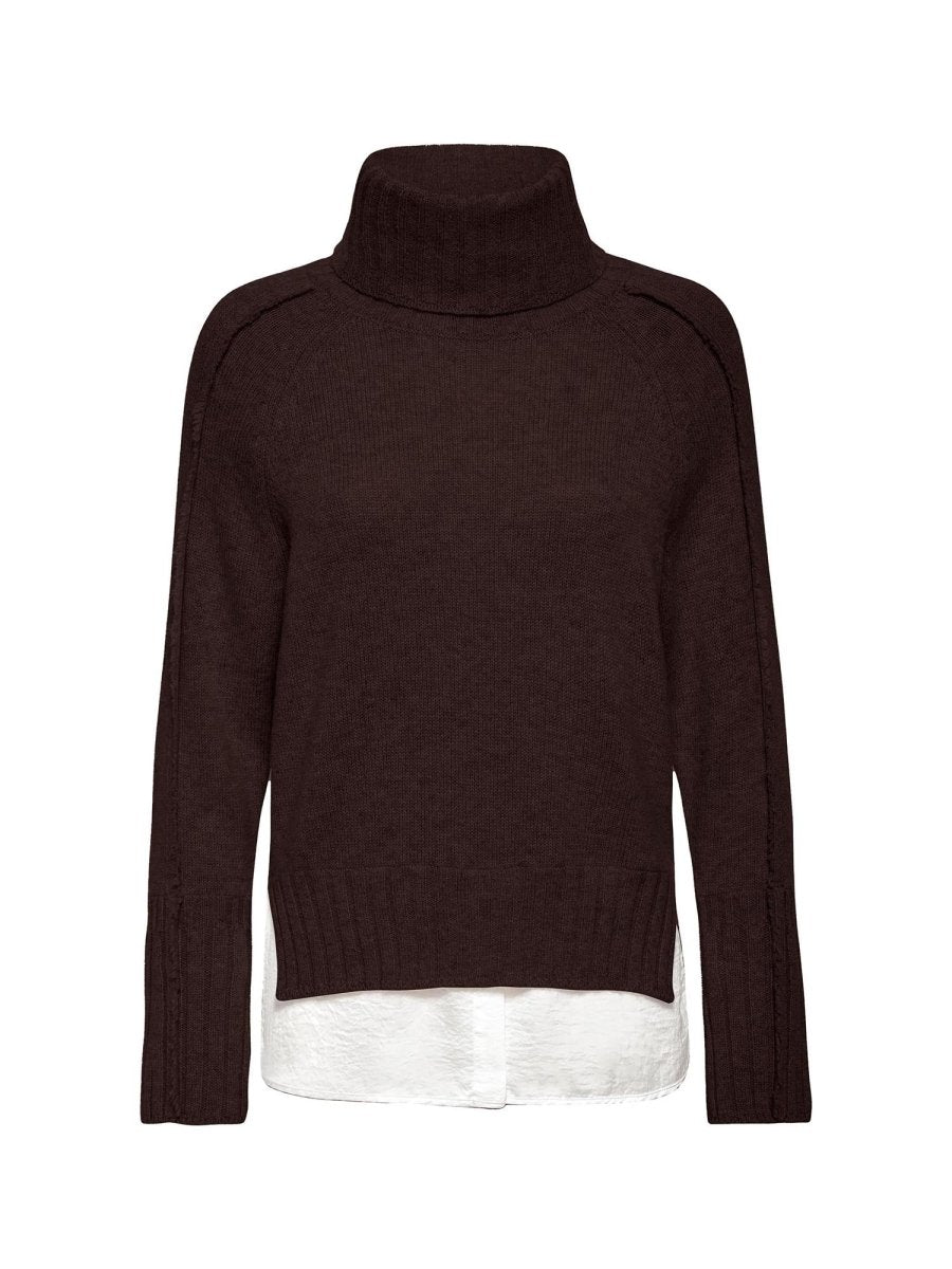 Jolie brown layered turtleneck sweater flat view