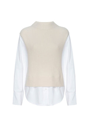 Joni Funnel neck vest overlayer beige flat view