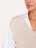 Kate ivory vest overlayer white shirt closeup view
