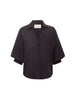 Kate V-neck button up black shirt flat view