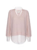 Looker pink layered v-neck sweater flat view