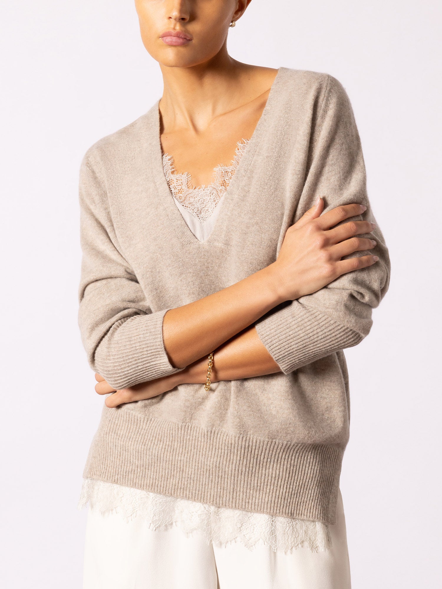 The Lace Vee Looker Pullover