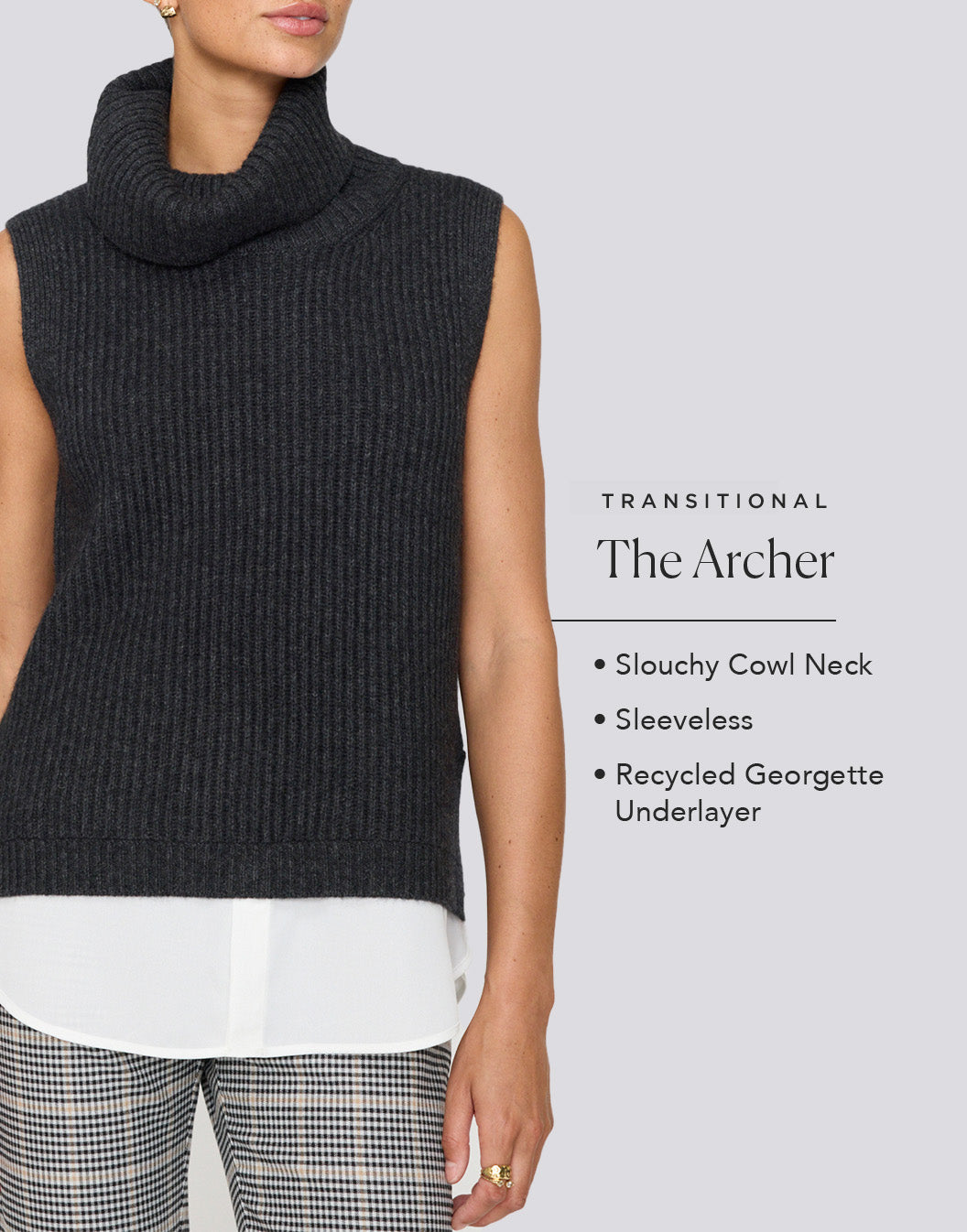 model wearing brochu walker's the archer in gray