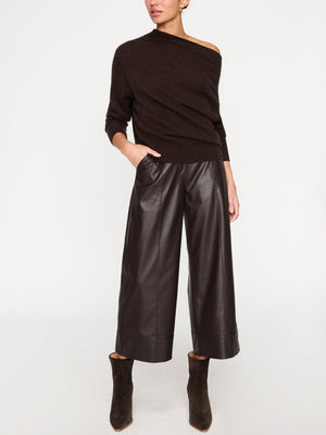 Lori cashmere off shoulder brown sweater full view