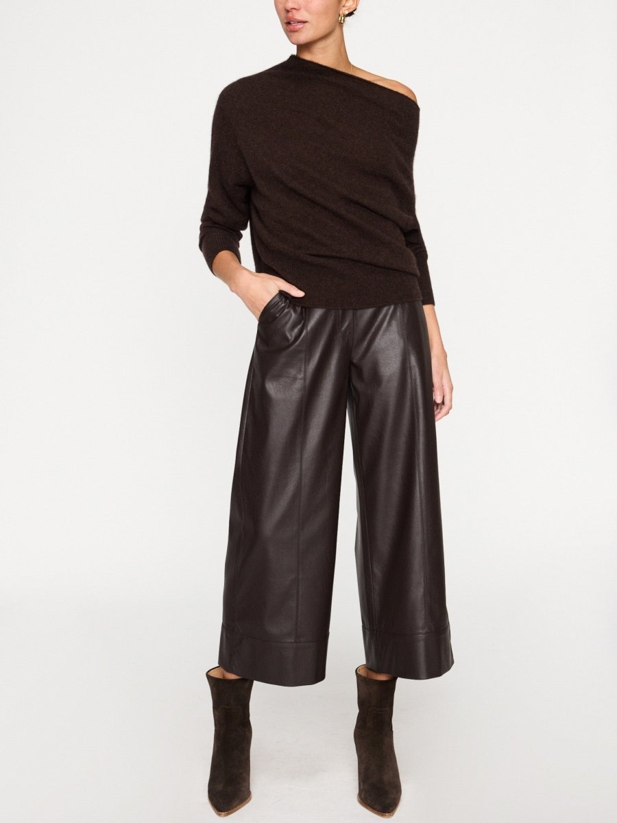 Lori cashmere off shoulder brown sweater full view