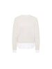 Womens crewneck sweater in white knit with straight hem and casual style