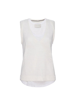Morrow white layered V-neck tank top flat view