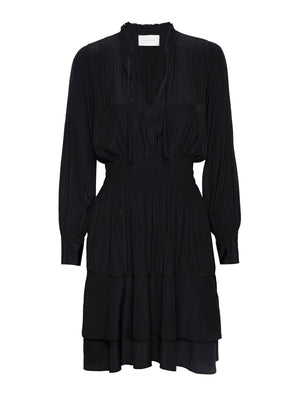 Olivia black satin mini dress flat view