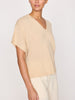 Ophi cashmere tan V-neck t-shirt top side view
