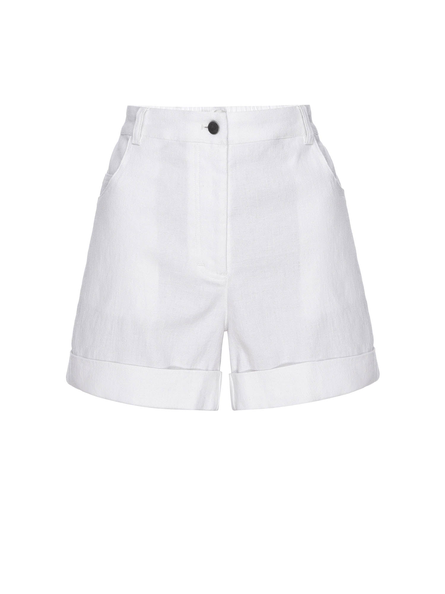 Pippa rolled and tacked cuffs white short flat view
