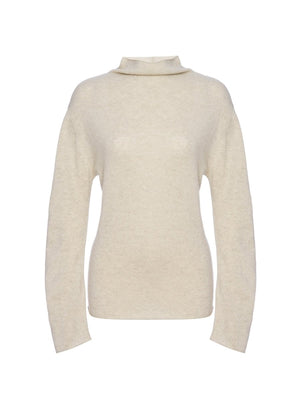 Rhone funnel neck beige sweater flat view