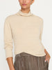 Rhone funnel neck beige sweater front view 2