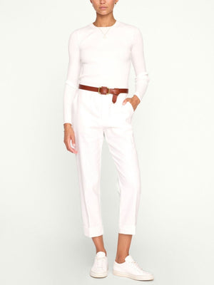 Saddle brown leather buckle belt full view 3