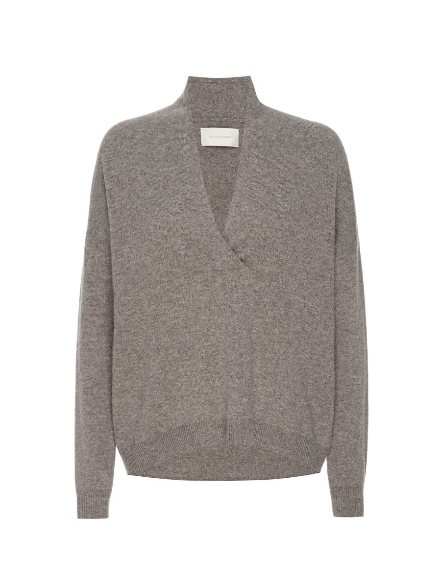 Siena V-neck pullover grey sweater flat view