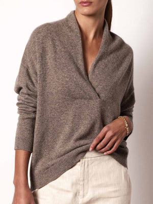 The Siena Wrap Neck Cashmere Pullover