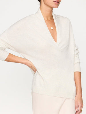Siena v-neck pullover white sweater side view 3
