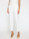 Talia white cropped cotton linen pant front view