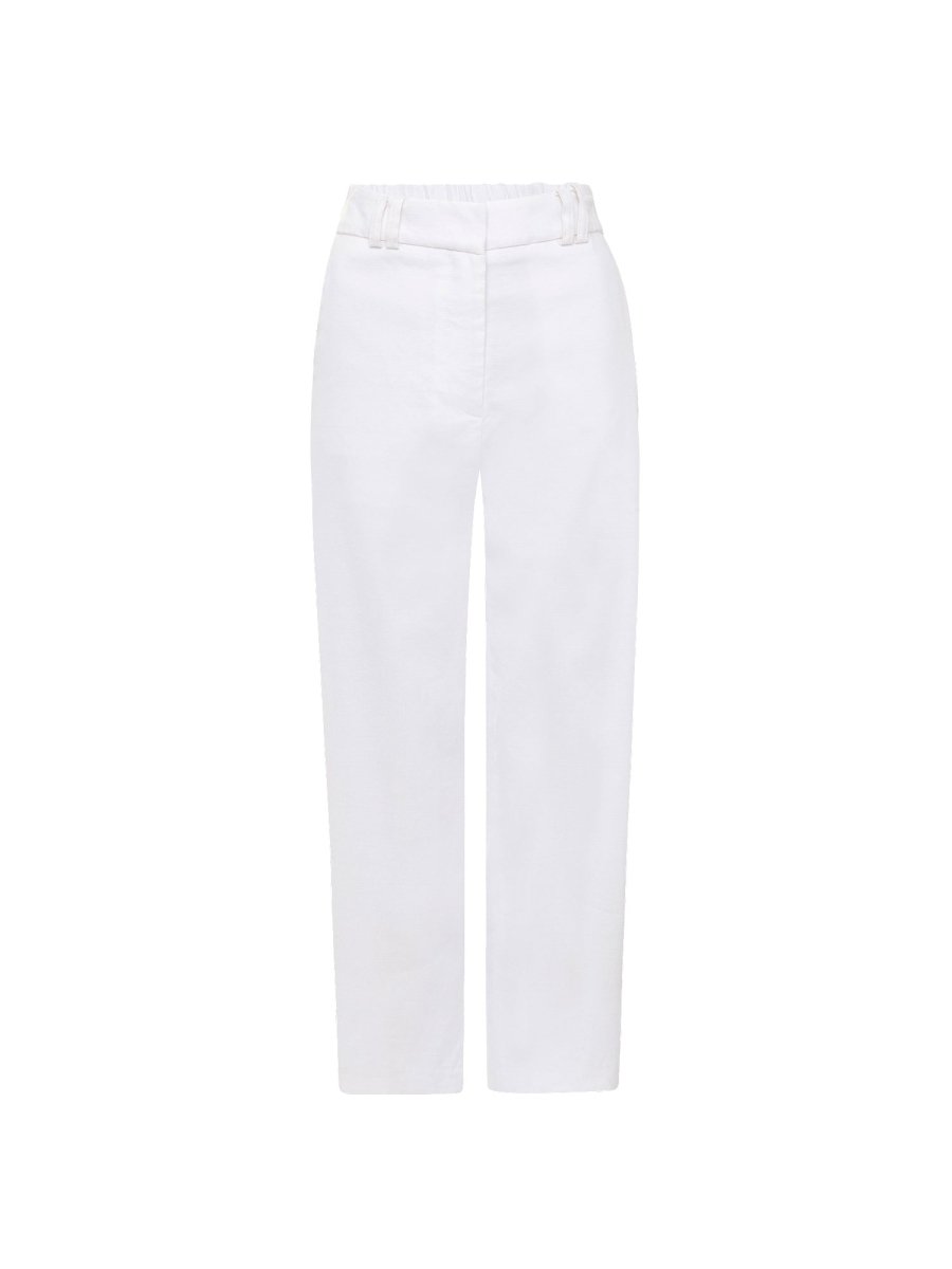 Talia white cropped cotton linen pant flat view