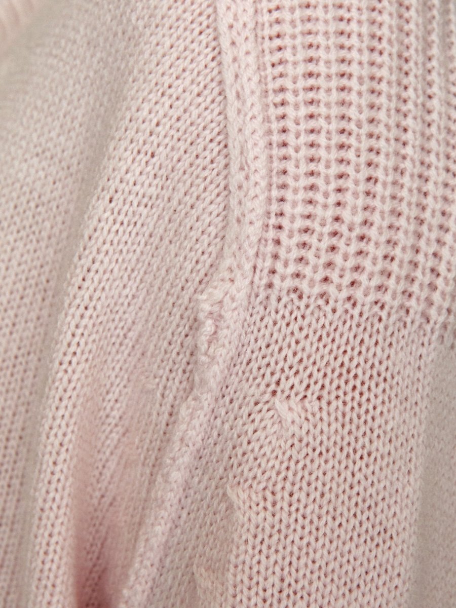 Looker pink layered v-neck sweater close up