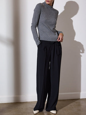 Anika grey mock neck top full view