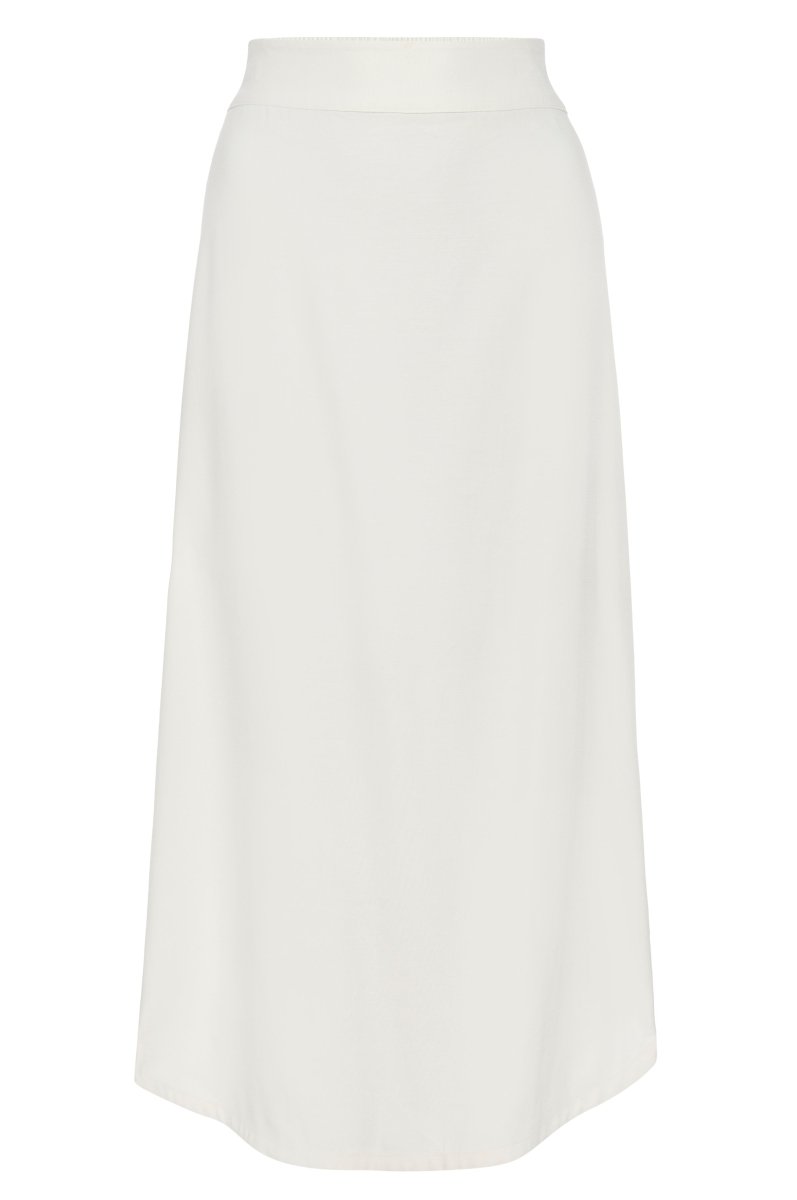 Cabas rounded hemline beige midi skirt flat view